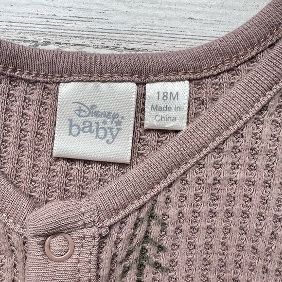 Disney Baby Romper Boys Size 18M Beige Mickey Mouse Waffle Knit Snap Front - Picture 5 of 7